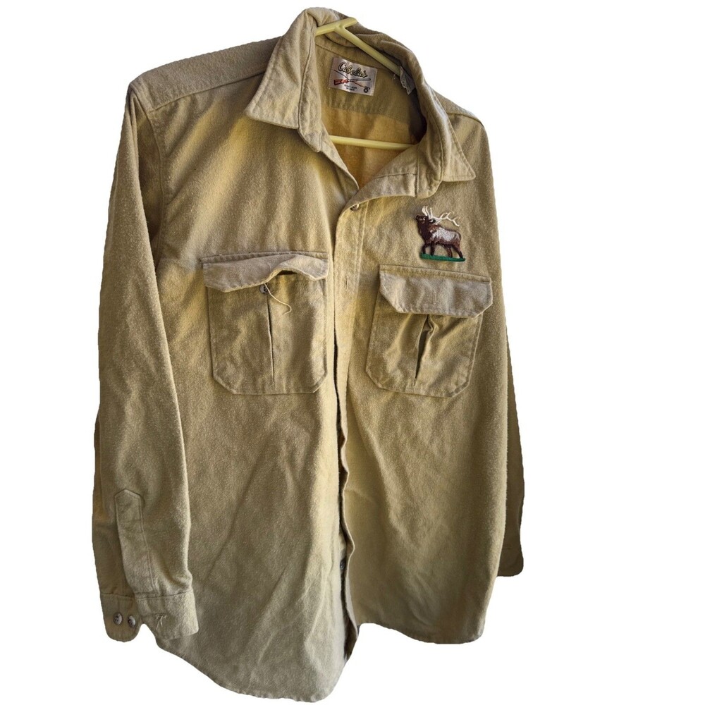 Vintage CABELA'S Deer Buck Embroidered Button-Down Pocket Work Outdoors Shirt XL